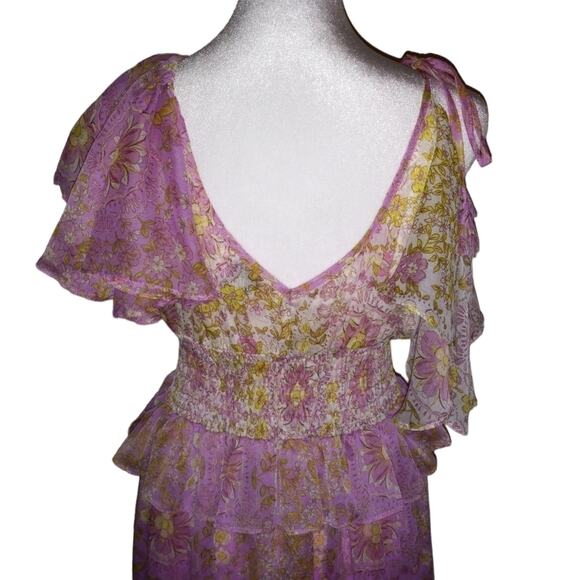 Misa Los Angeles "Liv" Assymetrical Flutter Sleeve Handkerchief Hem Boho Dress - Picture 11 of 13